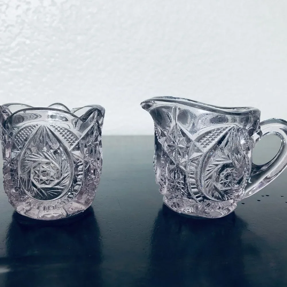 Purple Lavender Glass Cream & Sugar Serving Set